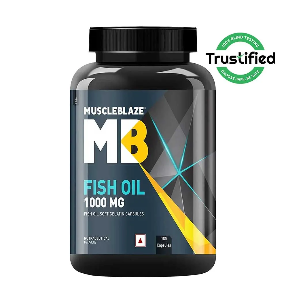 MuscleBlaze Omega 3 Fish Oil (1000 mg) with 180mg EPA and 120mg DHA 30 capcules